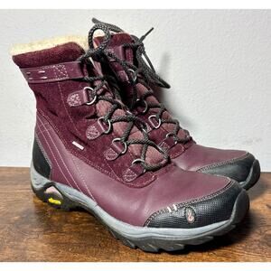 Ahnu Twain Harte Women’s Insulated Leather Hiking Boots Waterproof Purple Sz 8